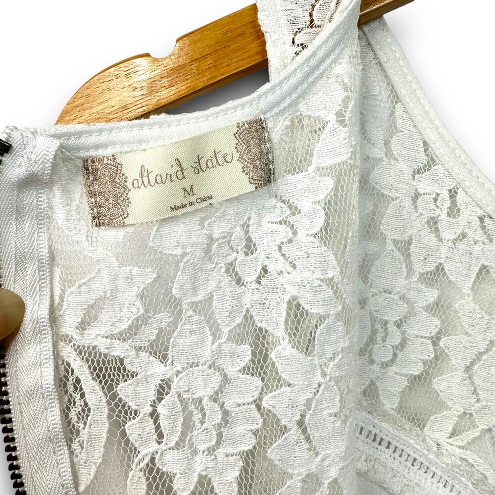 Altard State White Lace Dress Sleeveless Fit and Flare Scoop Neck Size Medium - Picture 6 of 7